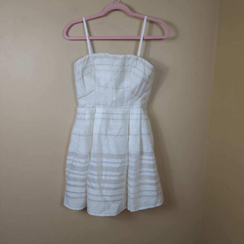 Minute Champagne Striped Fit and Flare Mini Dress Size S